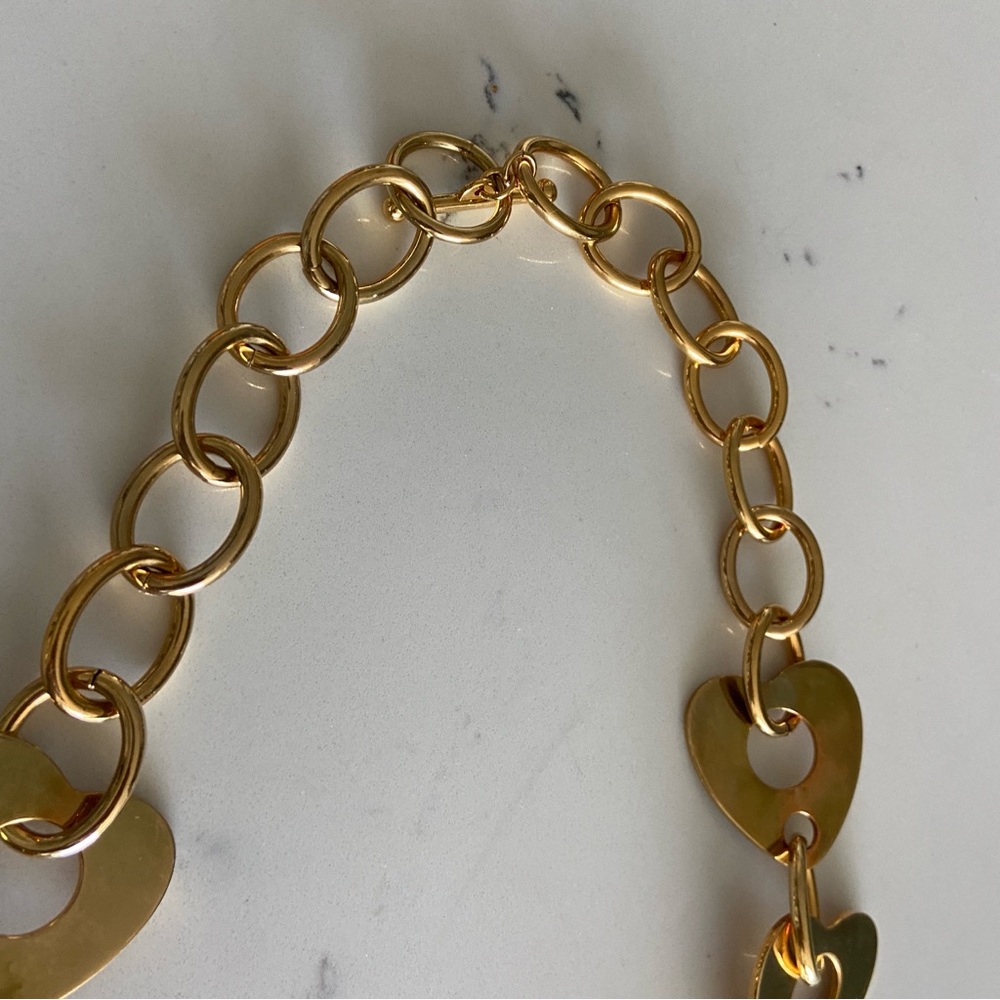 Tory Burch Polished Gold Heart Link Necklace - Picture 3 of 4